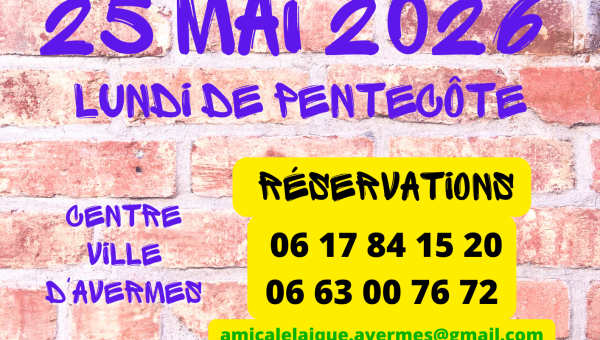 Amicale Laïque d'Avermes - Brocante du 25 mai 2026